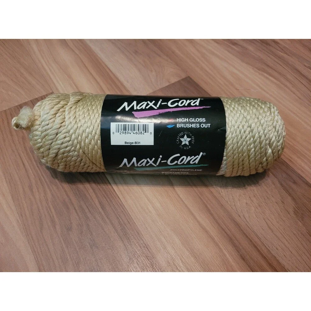 Maxi Cord Beige-B31 Twisted High Gloss Brushes Out 100 Yards Polypropylene New